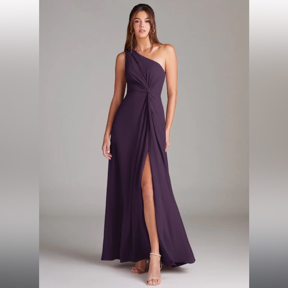 Azazie One-Shoulder Twist Gown in Plum Maxi Formal Dress